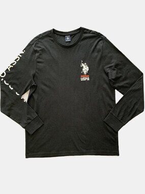 Brand New USPA Long‑Sleeve Black Men Tshirt Lightweight Skater Preppy Size L